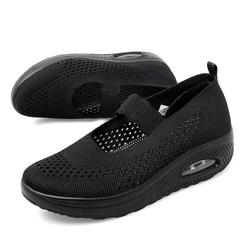 Fashion Women Casual Shoe Fashion Thick Bottom Single Shoes Summer Breathable Hollow Out Mesh Shoes Light Walking Women's Platform Shoes