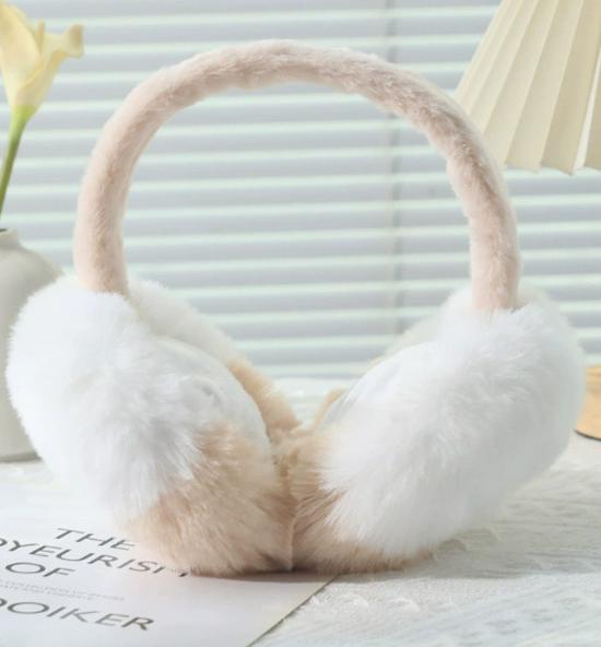 Kolorowe nauszniki składane - Ciepły polar, futro królika, na rower na zewnątrz