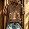 Women's Rugby Print T-Shirt with Short Sleeve and Neck for Casual Daily Wear