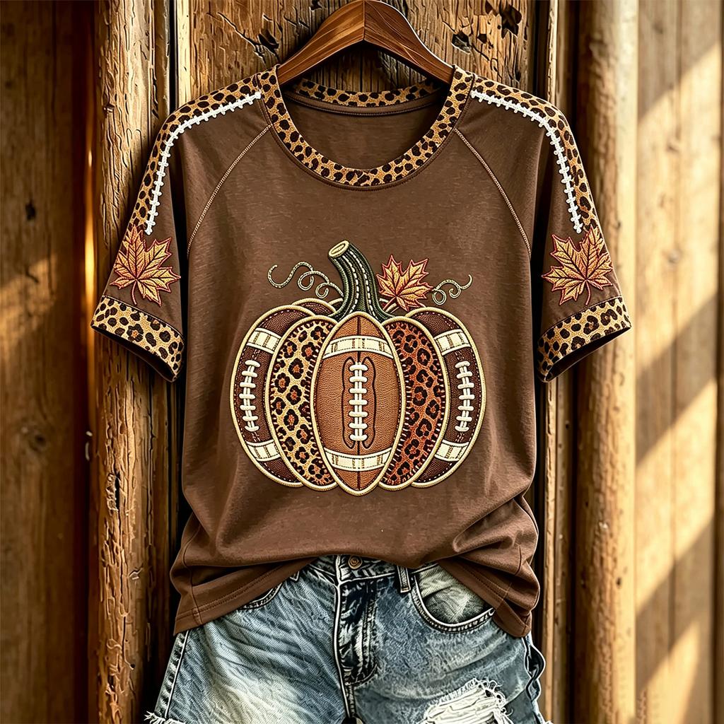 Women's Rugby Print T-Shirt with Short Sleeve and Neck for Casual Daily Wear