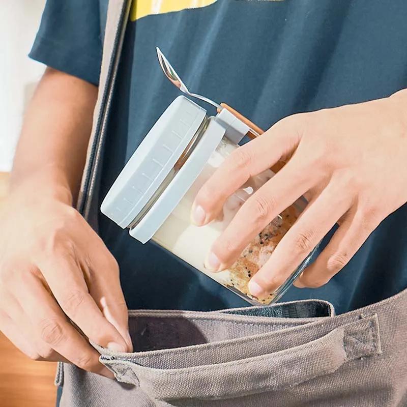 Contenitore per Overnight Oats con Coperchio e Cucchiaio Portatile Tazza per Colazione Avena Cereali Noci Yogurt 300ML Scatola per Conservazione Alimenti Insalata di Frutta