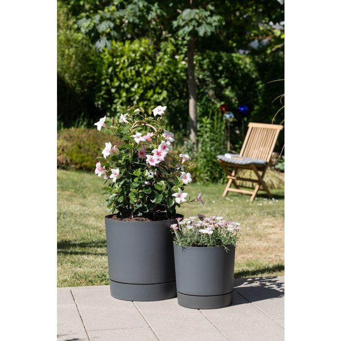 Pot de fleurs avec réserve rond - GARDEN ID - Plano - Ø 39 - 32 L - H 38 cm - Gris métallique