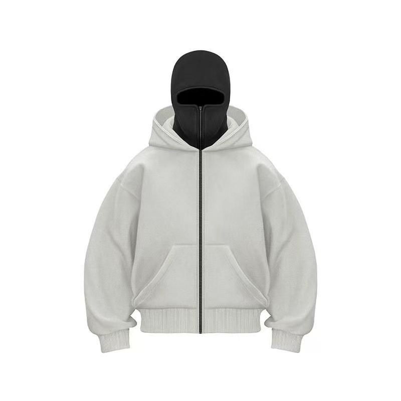 Mens Oversized Hooded Sweatshirt With Double-Layer Hood Fleece-Lined Zip-Up Pullover Fall