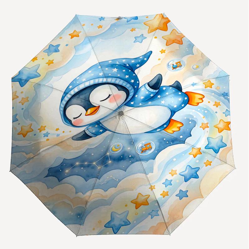 1PC Penguin Umbrella-8-Rib Reinforced, Automatic Open, Lightweight & Durable, Fashion Accessory for Outdoor, H0353