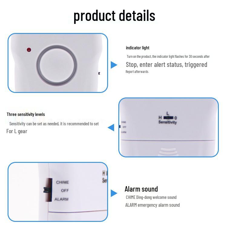 Indoor Anti-Theft Door Handle Alarm Sensor & Doorbell for Home Security