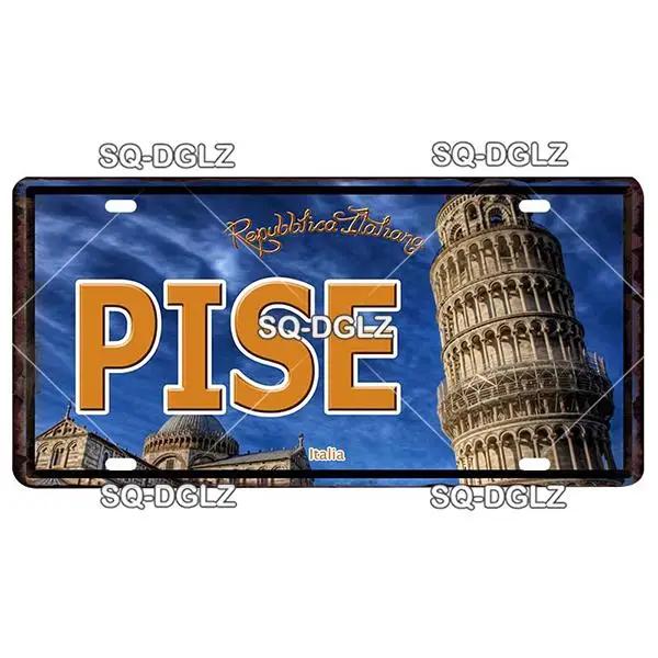 Europe City Plate Metal Sign - Vintage Tin Wall Decor for Bar