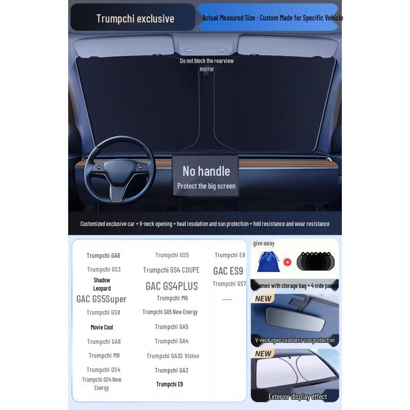Car Sun Visor Sunshade for Small Windows - Heat Insulation Curtain for Interior Windshield