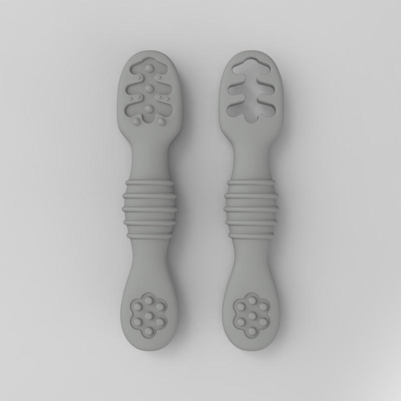 Flower-Shaped Silicone Chewing Spoon for Babies - Ideal for Feeding Purees and Cereal серый