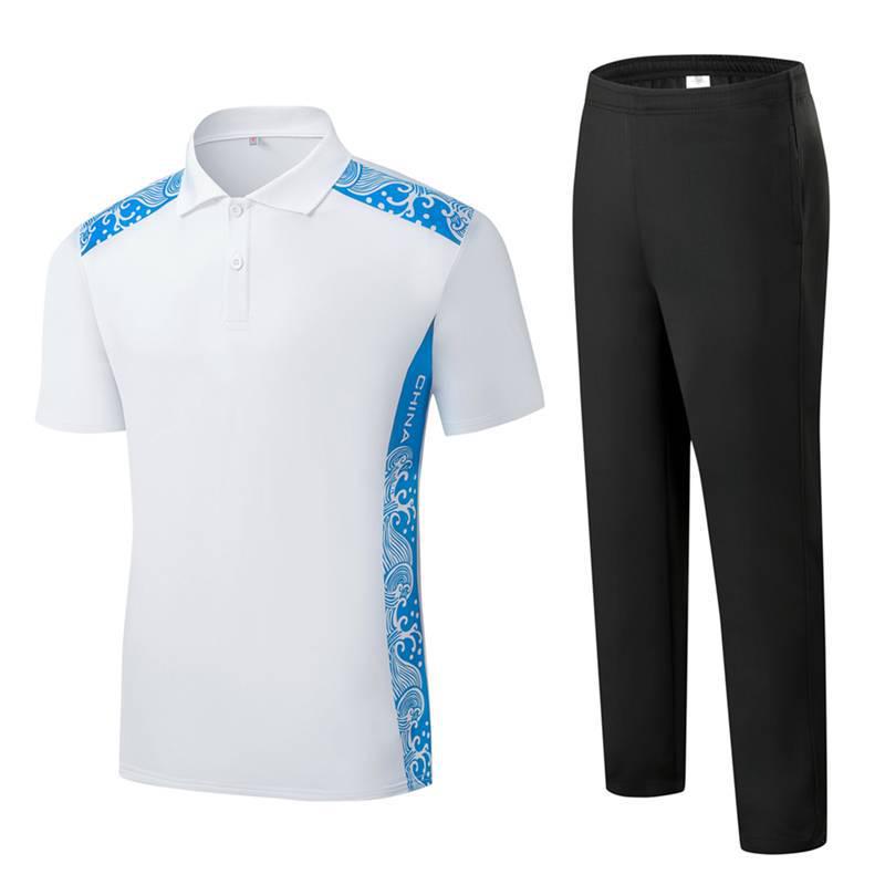 Unisex Digital Print Polo Shirt & Long Pants Set - Summer Sports Casual Wear