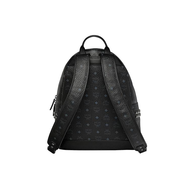 New MCM Stark Backpack Visetos Side Studs Medium Black MMK6SVE38BK001