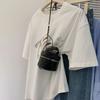 Women's Oversized Khaki T-Shirt with Mini Crossbody Bag Casual Loose-Fit Short Sleeve Top