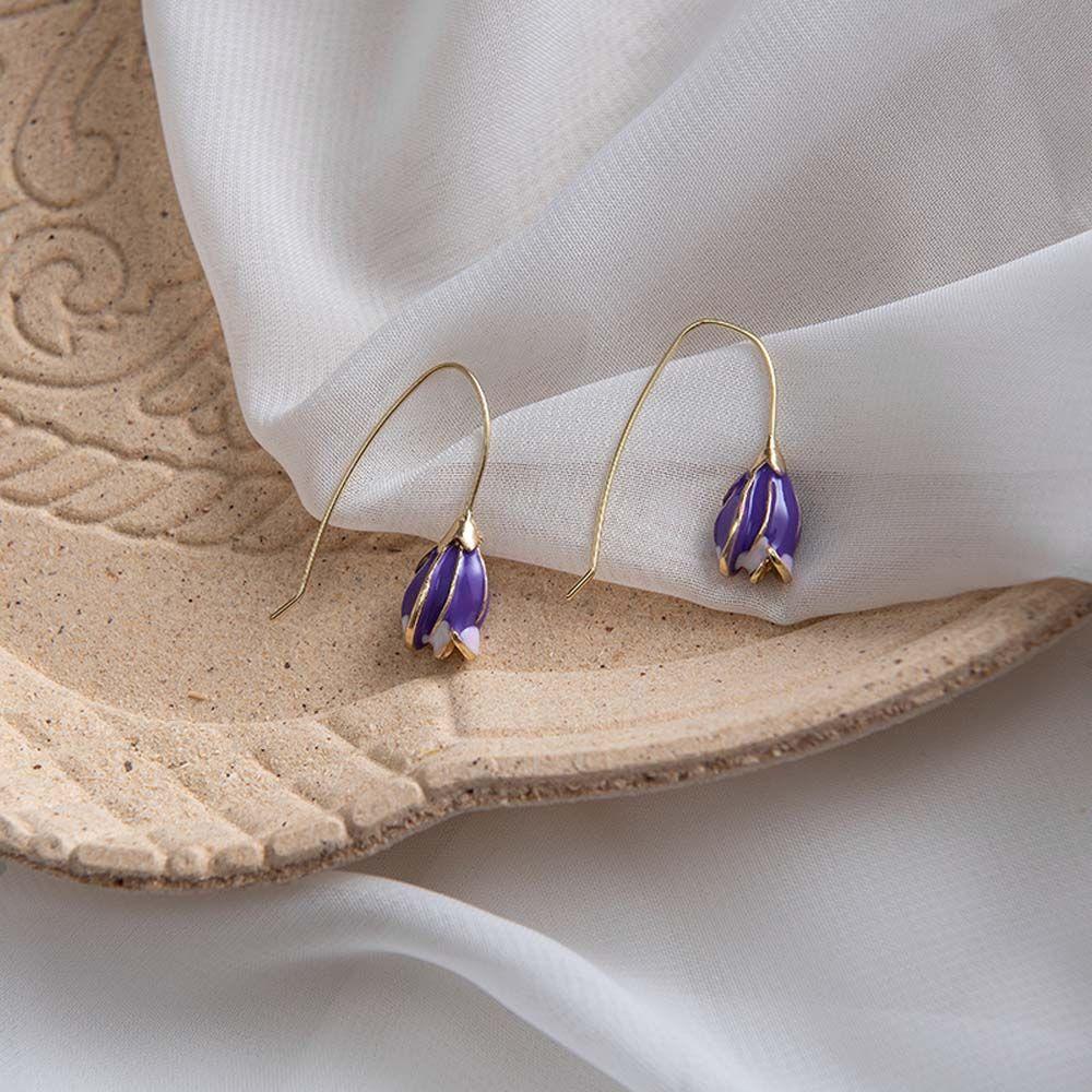 Temperament Tulip Dangle Women's Earrings Tulip Earrings Long Hook Earrings Korean Style Earrings