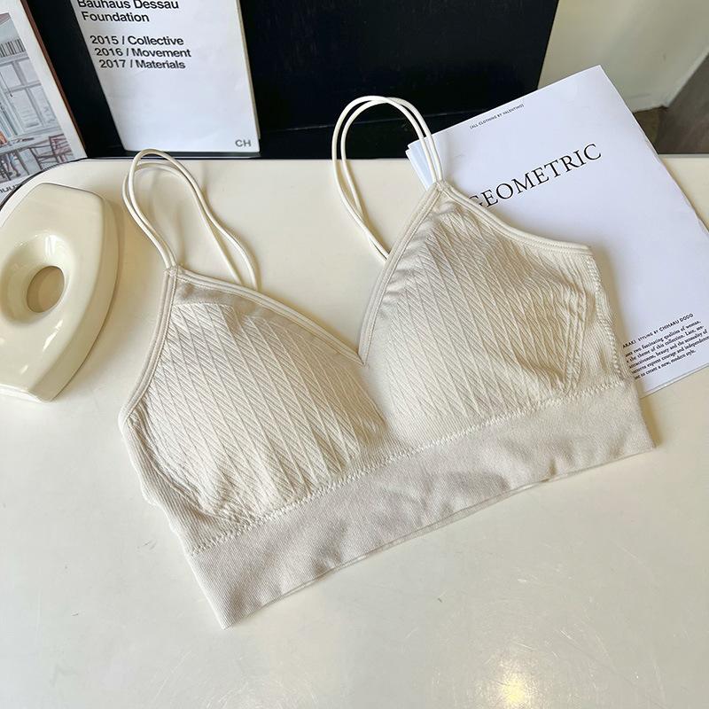 New Fashion Shoulder Strap Beauty Back Bra Fixed Latex Cup Underwear Women's Gathering Bra Modal Vest