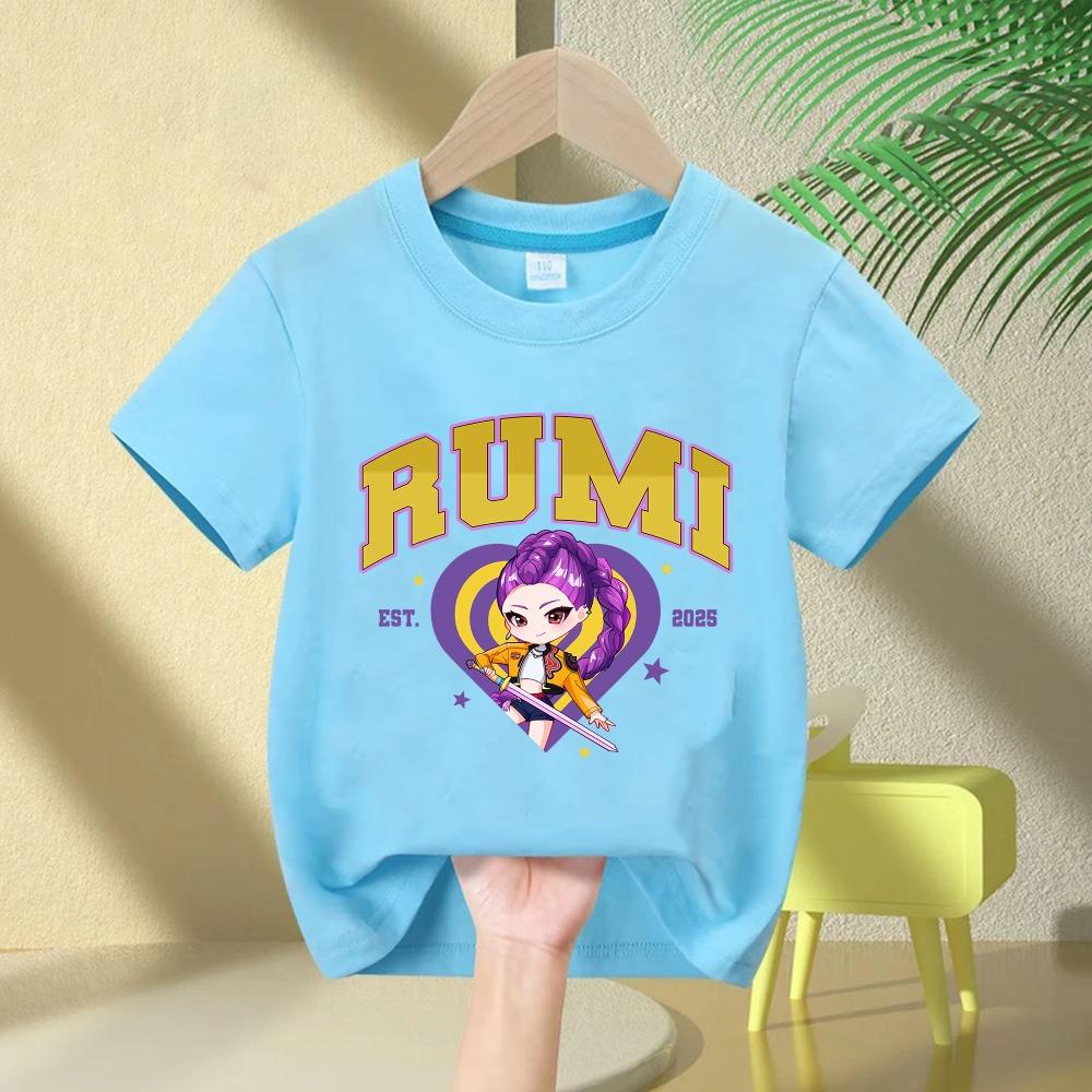Soft Cotton T-Shirt for Girls, 2026 Movie Design,Children's Clothing,Gifts for K-Pop Demon Hunters Fans, Fashionable Casual Tops