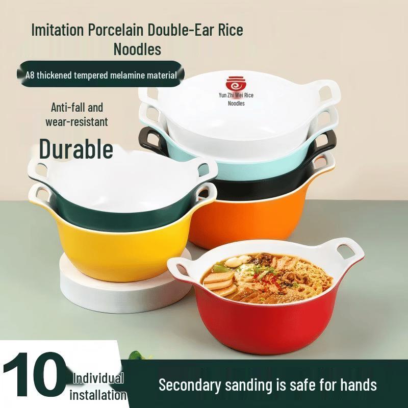 Melamine Double-Handle Soup & Noodle Bowls