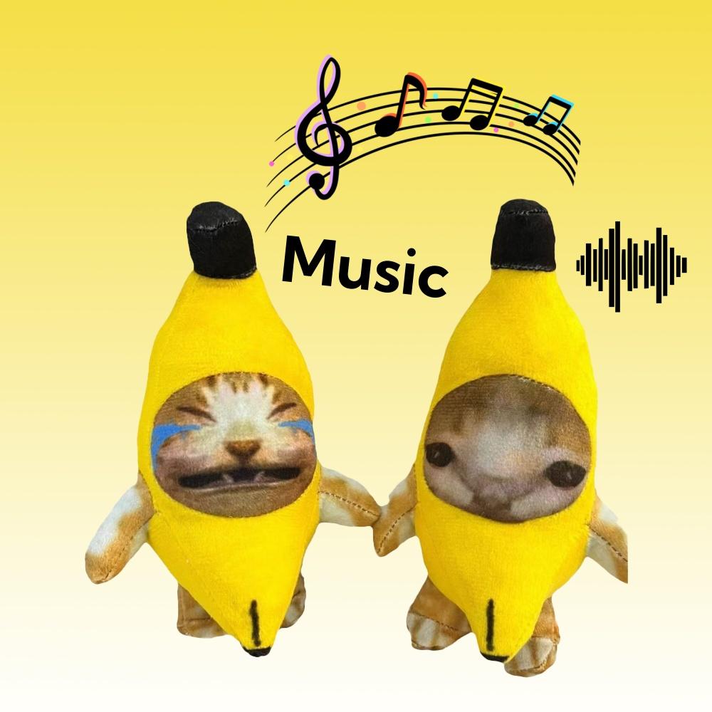 Professional Fishing Unisex Kids 17Cm Sound Toy Banana Cat Doll Pendant Singing Doll Keychain Crying Happy Banana Cat Plush With Sound Toy Car Bag Kid Funny Gift