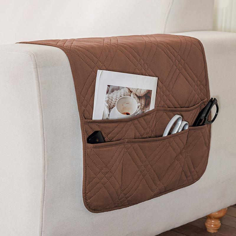 1Pc Solid Color Sofa Armrest Covers With Storage Bag Washable Non-Slip Couch Arm Protector Armchair Slipcovers For Living Room