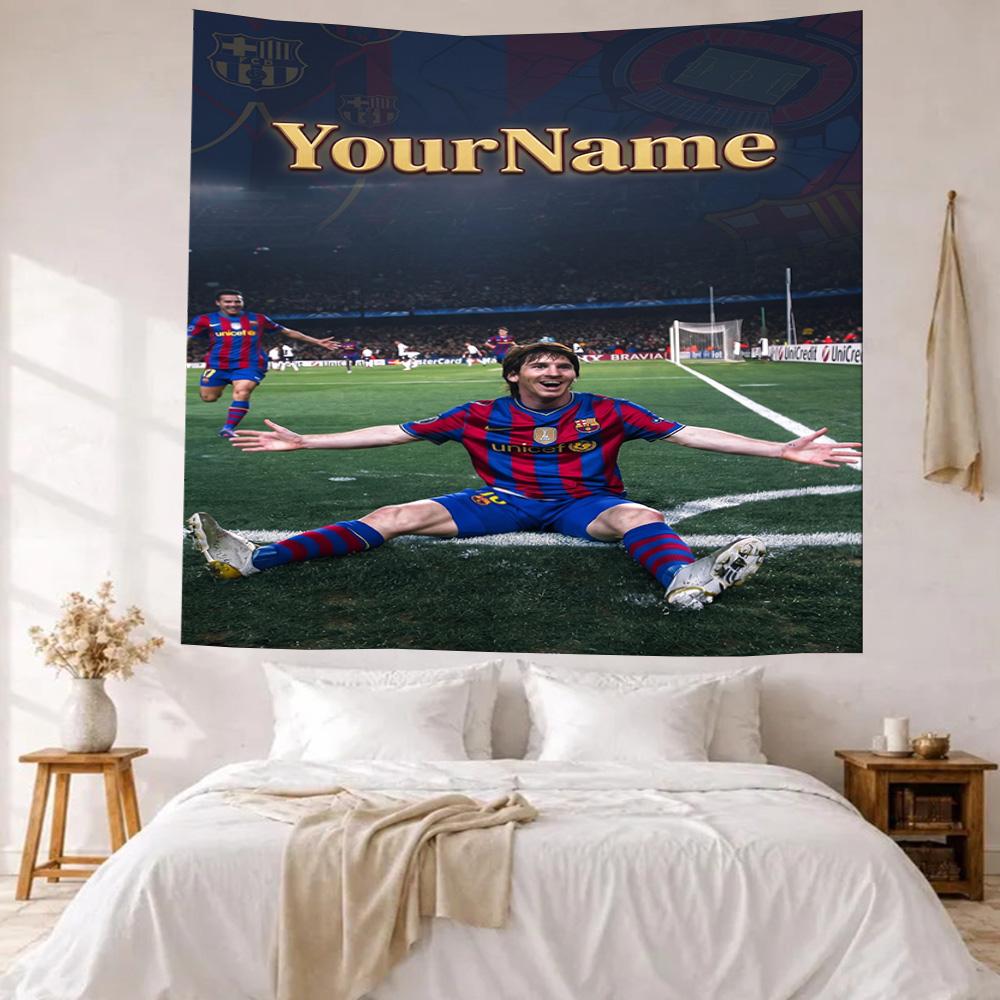 Messi Custom Your Name Wall Decor Tapestry Art For Pet Memorial Birthdaywedding Party Backdrop Family Gift
