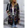 2026 Casual Open Front Cardigan Mid-Length Coat 3D Pumpkin Ghost Print