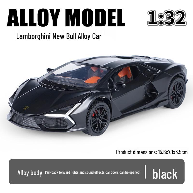 1:32 Lamborghini Revuelto Sports Car Model - Alloy, Scissor Doors, Sound & Light, Pull-back Simulation.