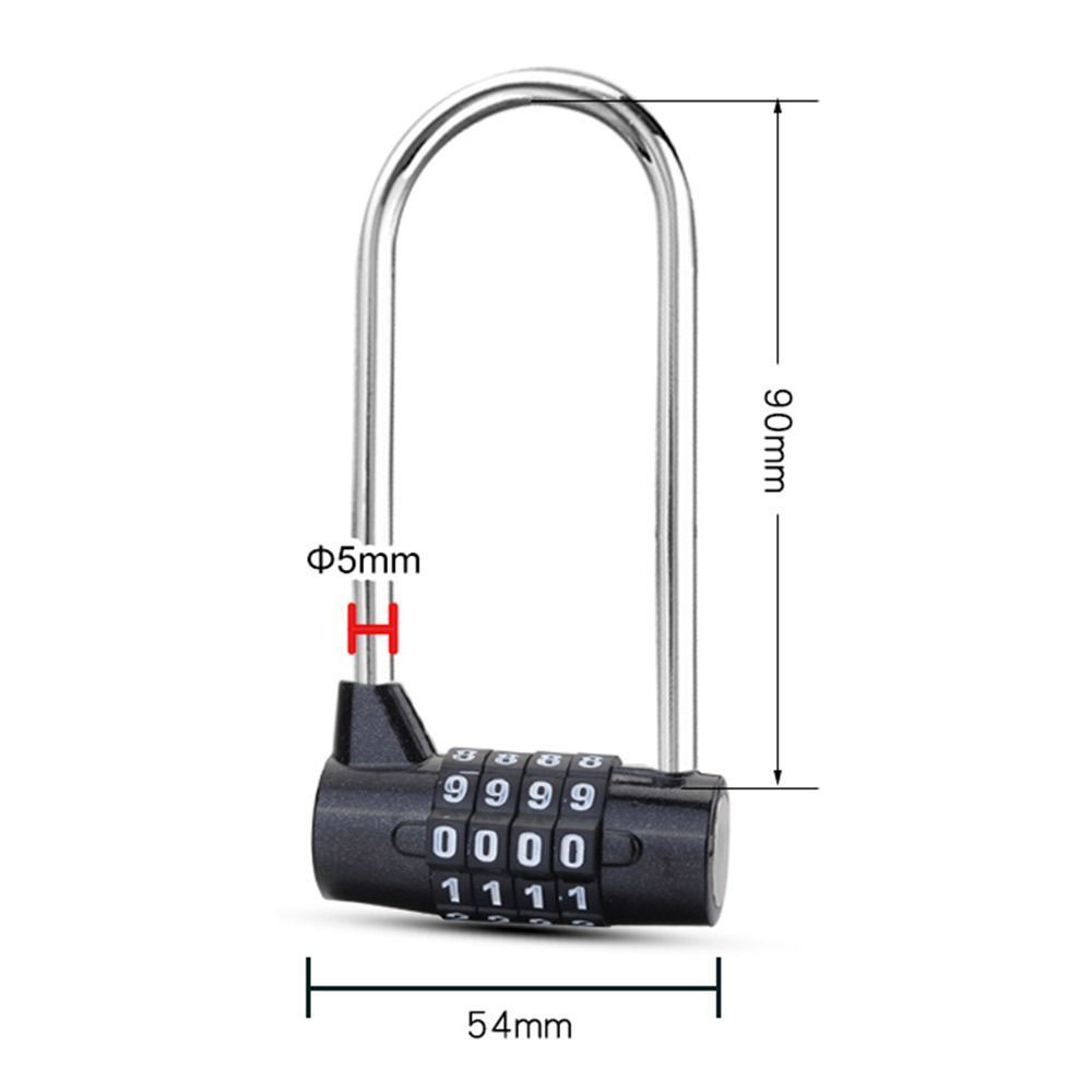 Lengthened Shackle Lock 4 Digit Password Combination Lock Anti-Theft Travel Suitcase Luggage Code Lock Security Tools Hardware