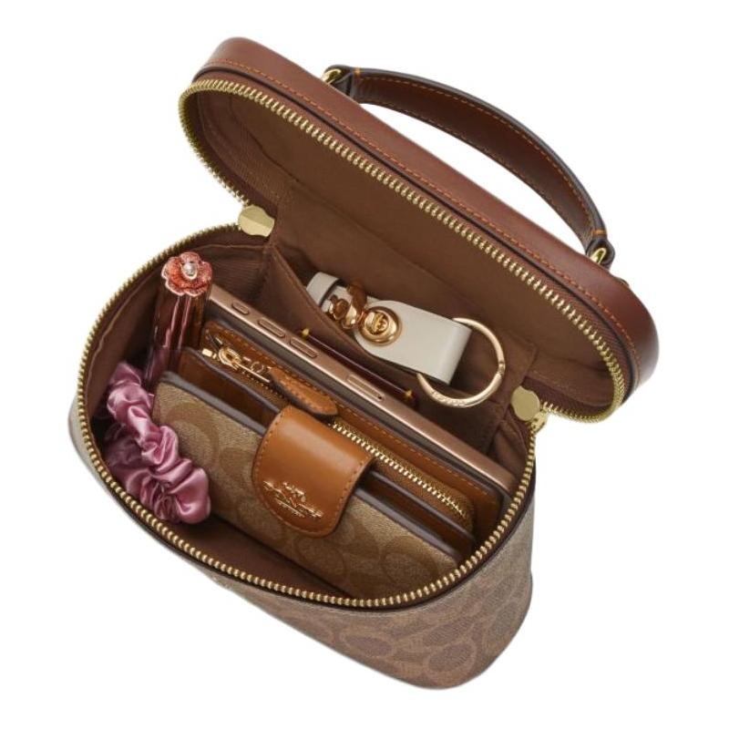 Coach RAINER 19 Brand Logo Artificial Leather Handbag Small Women's Brown