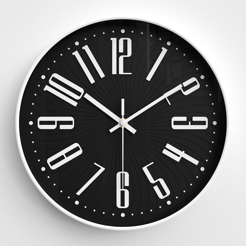 Wall Clock Modern Simple Three-dimensional Characters Personalized Creative Round Wall Clock Bedroom Silent Quartz Clock 12 Inches 30CM