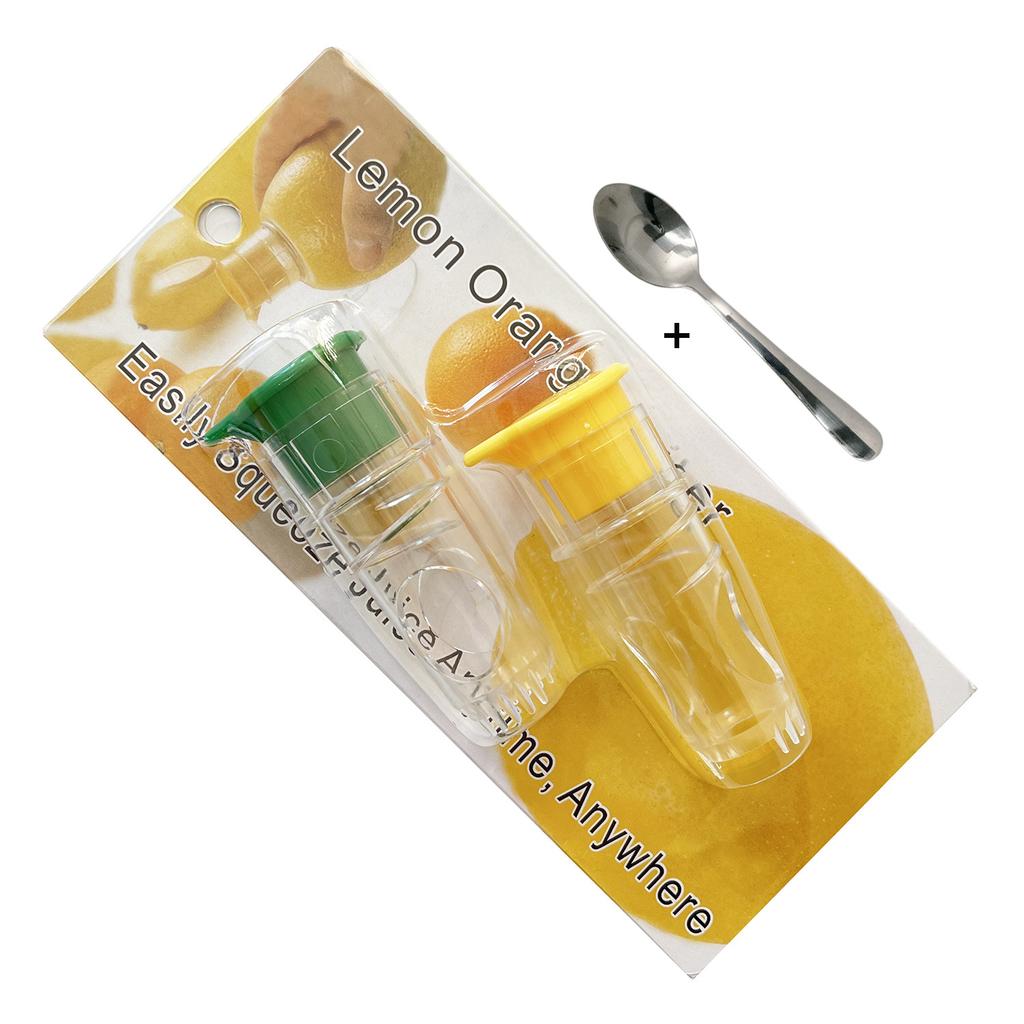 2 PC Fruit Squeezer Portable Resuable Lightweight Manual Lemon Juices eamer Built in Filter in Filter with Spoon for Home Travel
