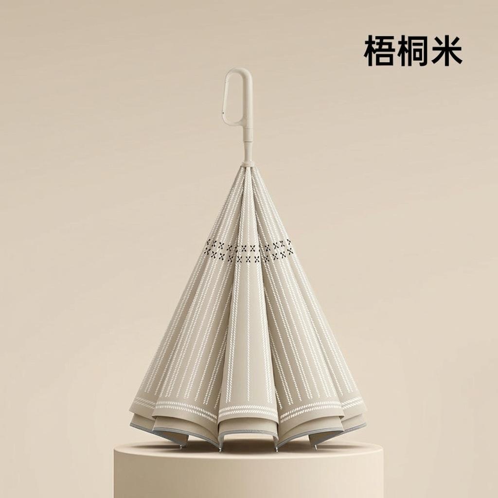 Ring-lock double-layer fully automatic reverse umbrella, long handle, large car umbrella, enlarged, reinforced, thickened, wholesale umbrellas for