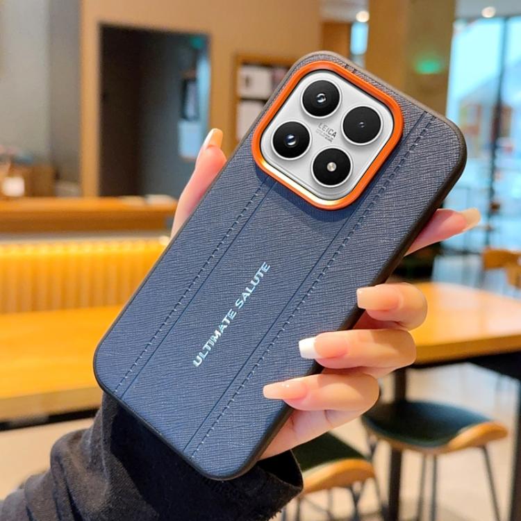 Metal Camera Lens Frame Buttons Vegan Leather Phone Case For Xiaomi 14 Ultra, Shockproof Protective Cover