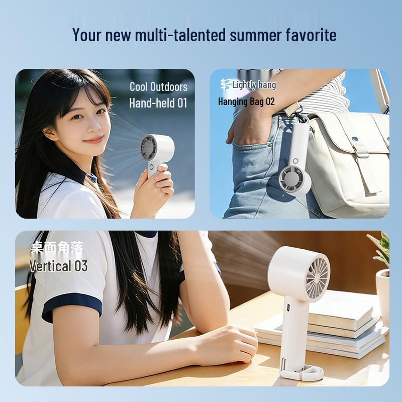 Rechargeable 3-in-1 Mini Handheld Fan: High Wind Power, Multi-Speed, Portable, Outdoor Use.