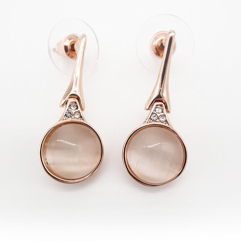 

Комплект женских украшений «Кошачий глаз» из круглых бусин цвета розового золота - Европейский и американский придворный стиль