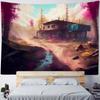 Beautiful wooden house, floral tapestry, forest landscape, home decoration hanging cloth, living room dormitory background cloth