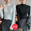 Navava Women Ribbed Mock Neck Long Sleeve T shirT nT2845 1 + 1