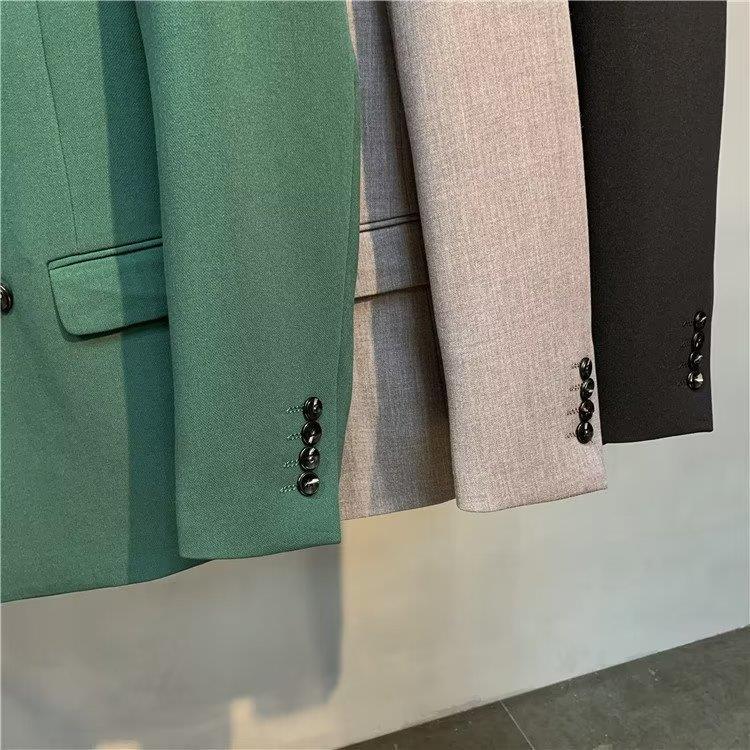 Korean Slim Fit Men's Autumn Blazer: Double-Breasted Suit Jacket for Business Casual