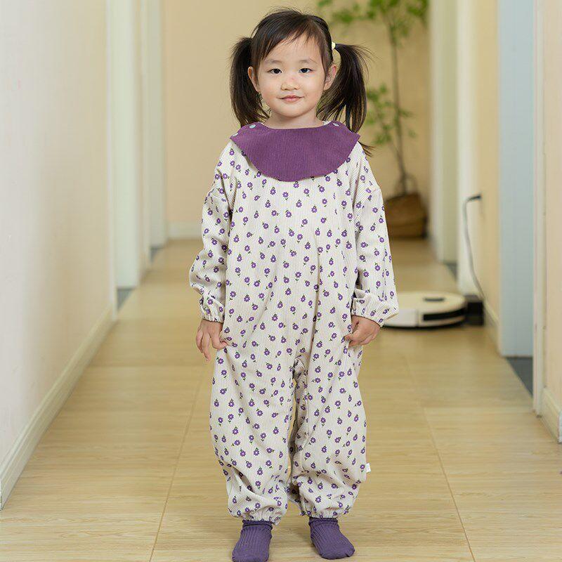 

Baby Crawling Suit for Girls, One-Piece Crawling Outfit, Princess Romper, Outdoor Crawling Coverall, Waterproof and Dirt-Resistant Small Purple Flower 73