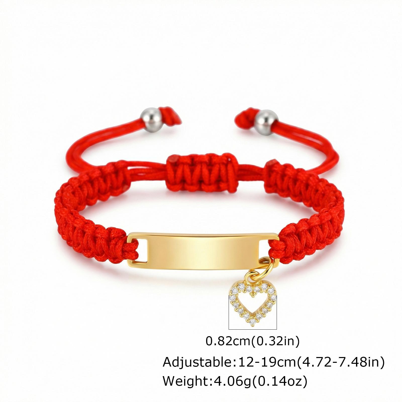 

Custom Name Children s Bracelet, Stainless Steel Heart Charm, Adjustable Red Rope Chain, Personalized Kids Jewelry Gift for Baby