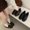 Not Tired Feet British Style Small Leather Shoes 2025 New Black Low-heeled Patent Leather French One-pedal Loafers Single Shoes
