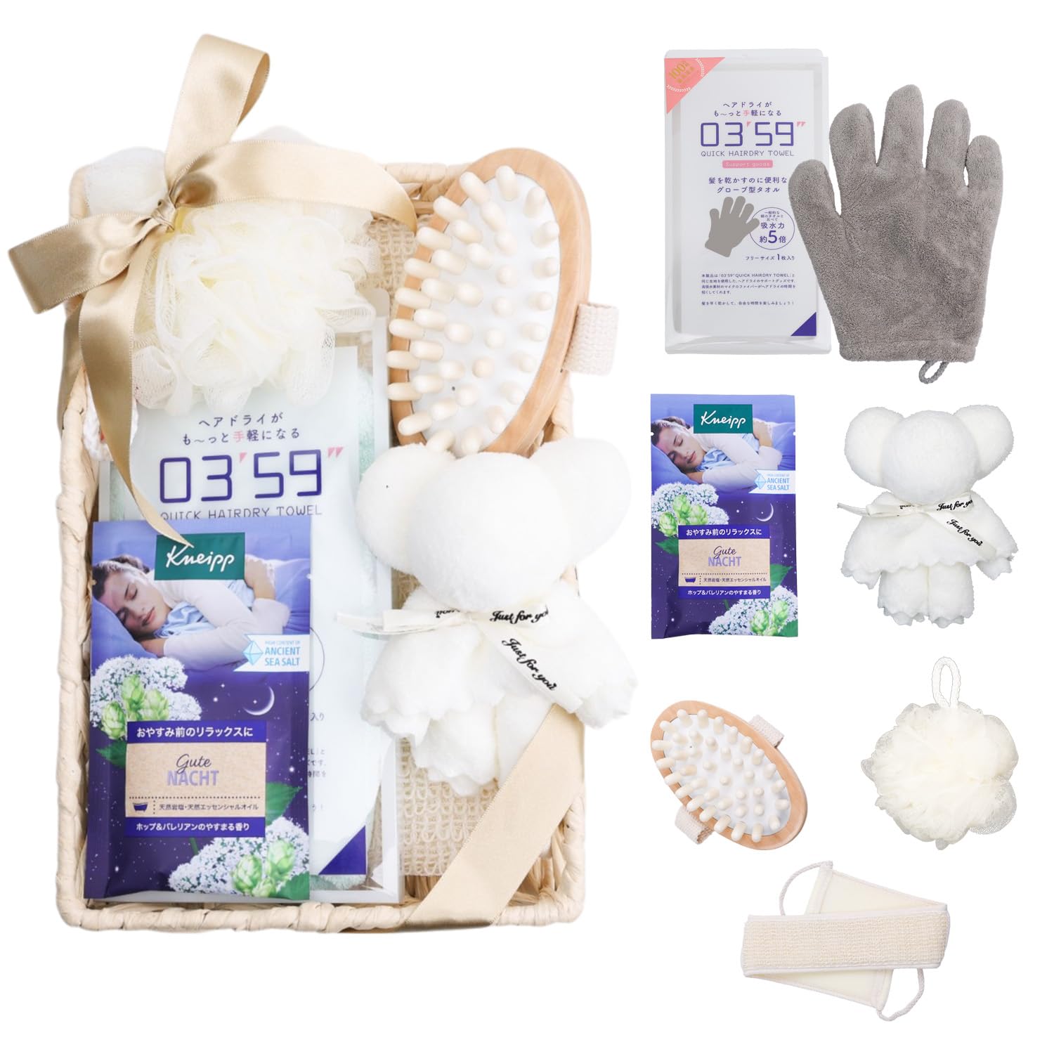 

Rocotto Bath Gift Set Quick Hair Drying Kneipp Gutenacht Susalt Bear Massage Body Bath Lily Honda Respect for the Aged Day Popular Gift for Women серый