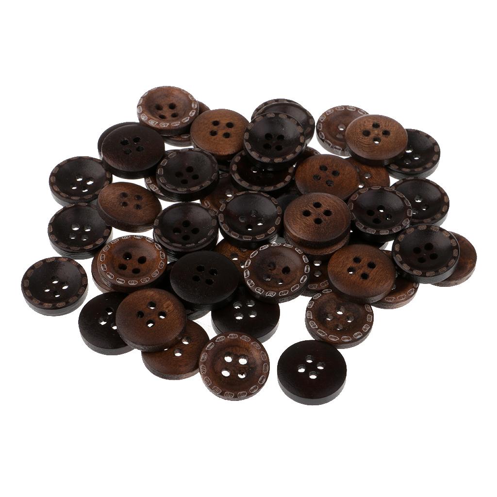 50 Piece Vintage 4 Holes for Sewing on Clothing Decoration 15mm