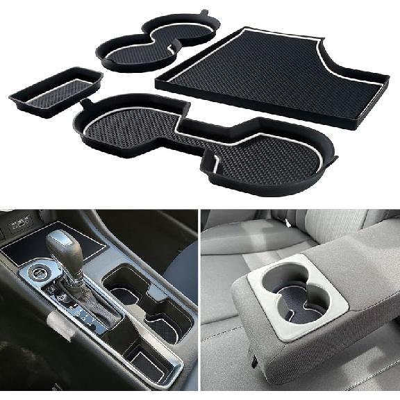 Cup Holder Erts Coaster For Nissan Sentra Accessories 2025 2024 Center Console Liners Silicone Cup Mat Pad Interior Decoration(4Pcs Sets,Red