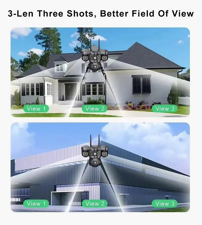 V380 Pro 4G IP Kamera 15MP Wifi Üçlü Lensler Üçlü Ekranlar İnsan Algılama Güvenlik Video Monitörü Dış Mekan Su Geçirmez CCTV Kamera