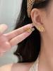 Gold Flower Zircon Stud Earrings 925 Sterling Silver Vintage Luxury