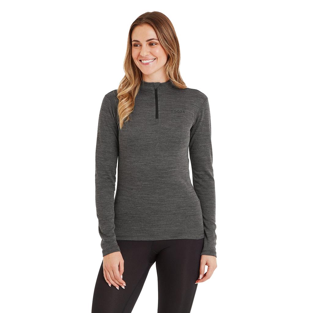 TOG24 Damen/Damen Nevis Merinowolle Base Layer Top mit Reißverschluss am Hals