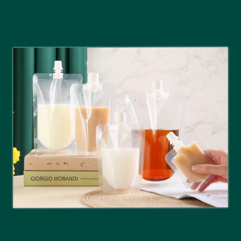 Transparent Self-supporting Suction Nozzle Bag Beverage Soybean Milk Coffee Pouch Disposable Explosion Proof and Leak Proof Sealing Packaging Bags