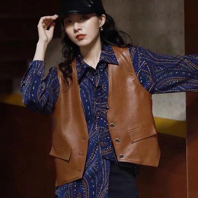 2025Leather Vest Women's Temperament Vest Vest Outside Wearing Casual Short PU Leather Jacket