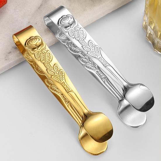 Stainless Steel Ice Tongs Mini Sugar Tongs Stainless Steel 304 Food Grade Compact Ice Cube Clip Non-Slip Grip Tongs for Coffee Sugar Cubes Bar Hot