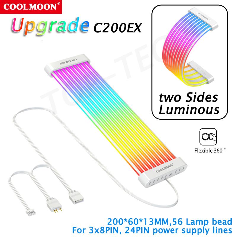 COOLMOON AOSOR ARGB  LED Light Strip for 24PIN Motherboard Power Extension Cable Aura Sync Flexible LED Strip Light DIY Kit