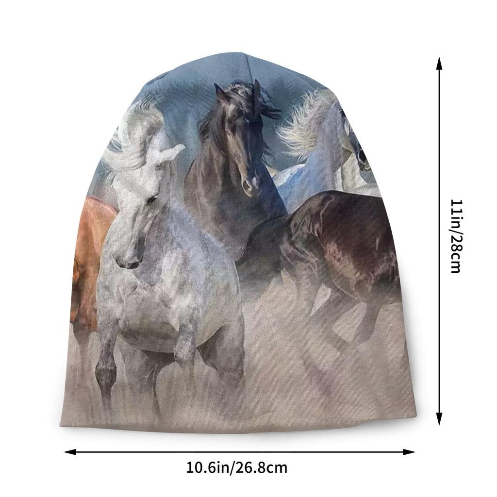 Wptunnel Horse Bonnet Hat Hip Hop Street Skullies Beanies Hats Galloping Horse Unisex Women Knitted Hat Spring Thermal Elastic Caps