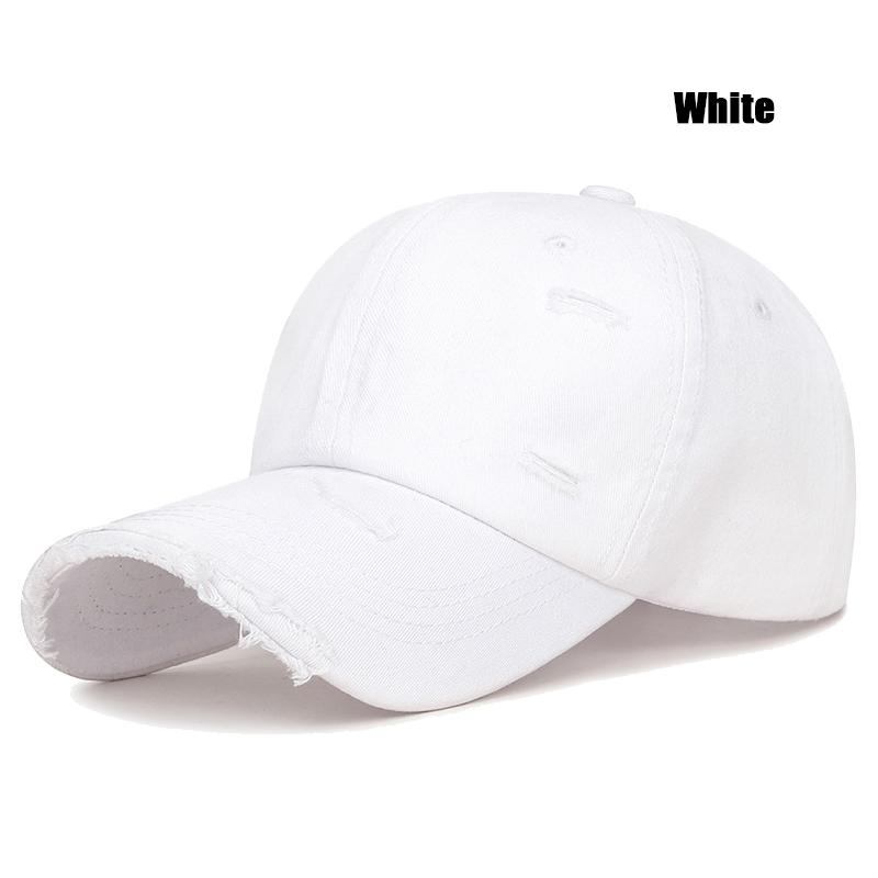 

New Fashion Unisex Distressed Design Style Solid Color Cotton Baseball Cap Trucker Hat білий